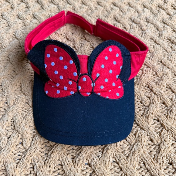 Disney Accessories - Disney Parks Bow Polka Dot MINNIE MOUSE Ears Visor Cap Hat Adjustable Strapback